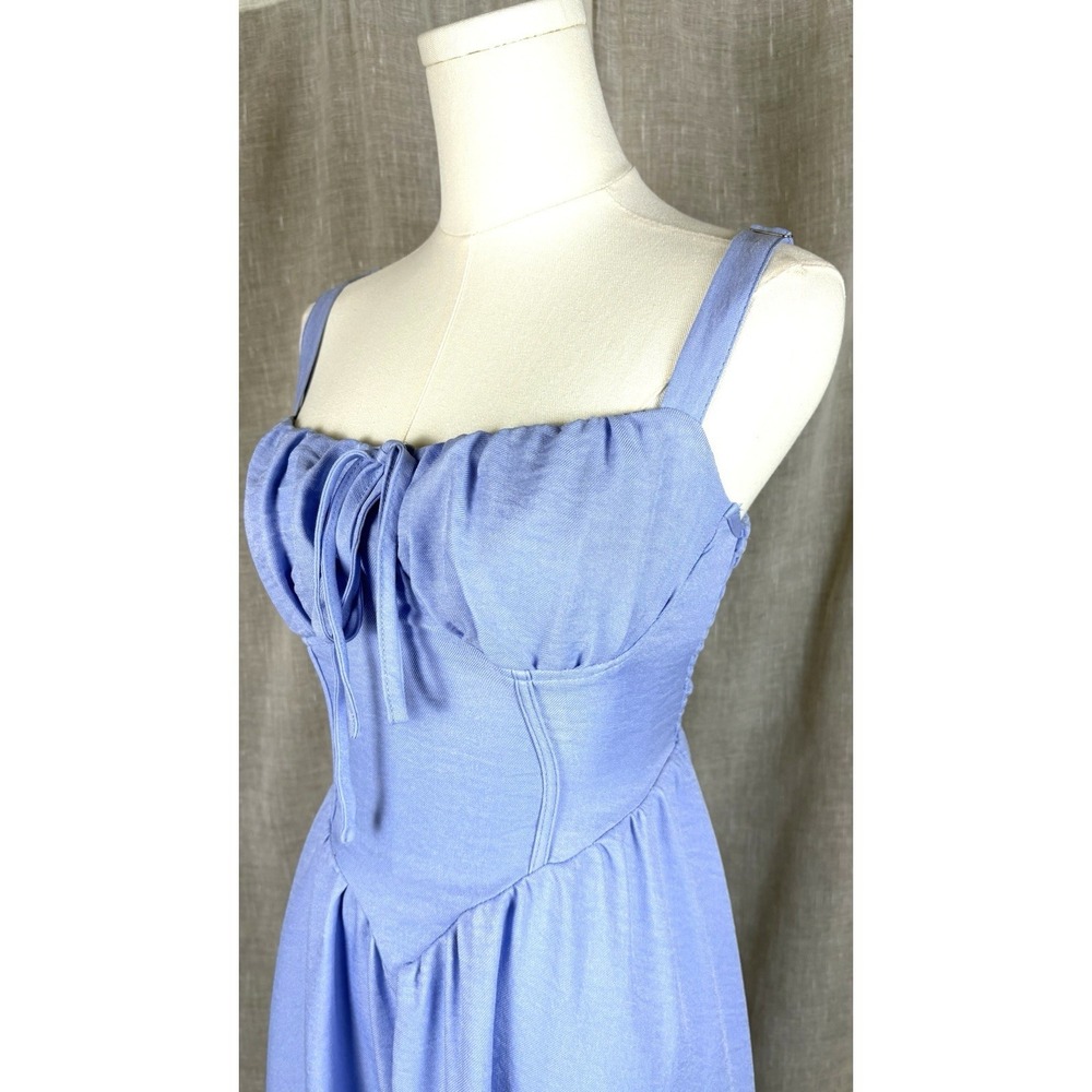 Womens Corset Midi Sun Dress Sz S French Blue Corset Cottagecore Coquette Fairy - Picture 6 of 11